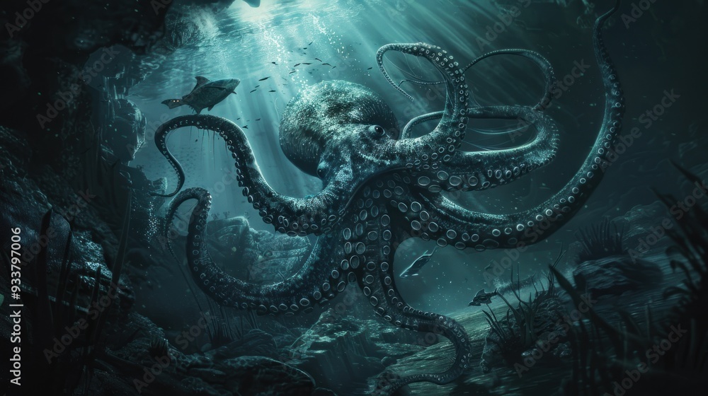 Giant Octopus Lurking in the Depths.