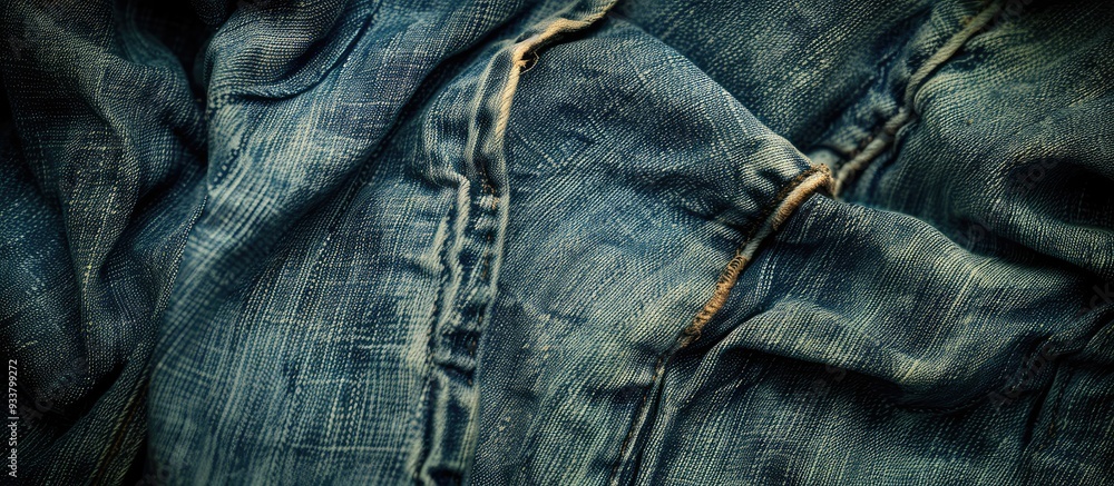 Naklejka premium Grunge denim fabric background with aged look and scuffs, perfect for advertising with copy space image.
