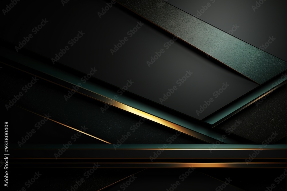 Abstract geometric background with black, green, and gold shapes. Abstract geometric background with black, green, and gold shapes.