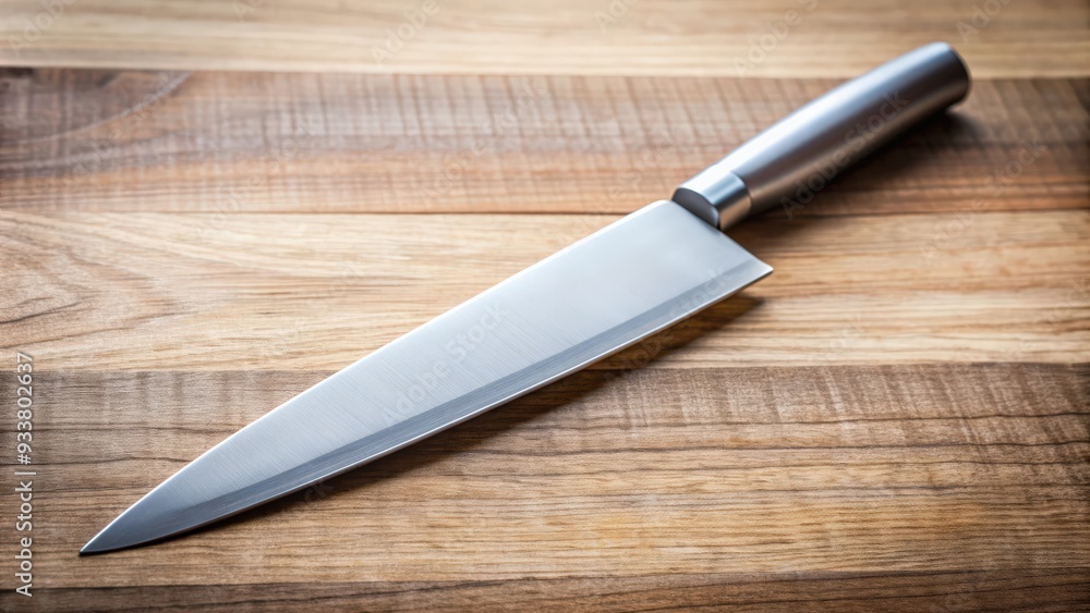 Closeup of a sharp kitchen knife tip on a wooden surface , kitchen, knife, cutting edge, sharp, closeup, blade, cooking Closeup of a sharp kitchen knife tip on a wooden surface , kitchen, knife, cutting edge, sharp, closeup, blade, cooking