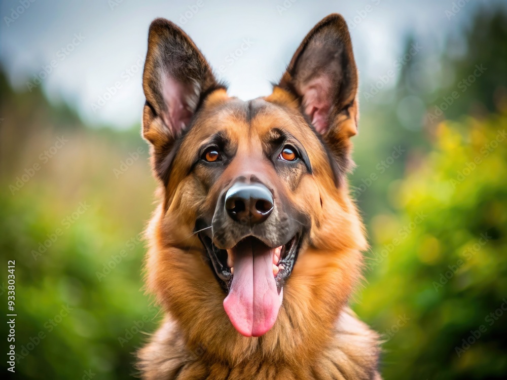 A playful and endearing adult brown German Shepherd dog sticks out its tongue, showcasing its joyful and carefree personality in a sweet candid moment. A playful and endearing adult brown German Shepherd dog sticks out its tongue, showcasing its joyful and carefree personality in a sweet candid moment.