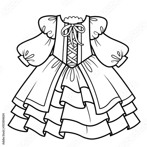 Elegant Dress with a lace-up corset and a fluffy layered skirt