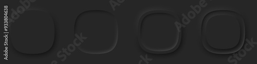 Set of blank Neumorphism button. Dark Mode 3D Neumorphism buttons design style for Apps, Websites, Interfaces, and Mobile apps. UI UX. Vector illustration.
