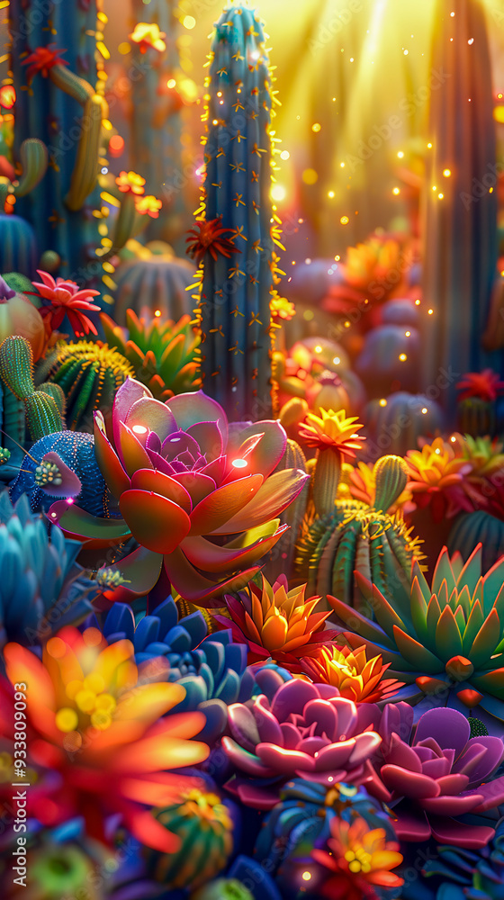 Vibrant Cactus Garden Sunbeams Vibrant Cactus Garden Sunbeams