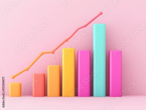 Free Download Sales forecast analysis, upward trend lines and bar charts, 3D illustration - GFXLoad