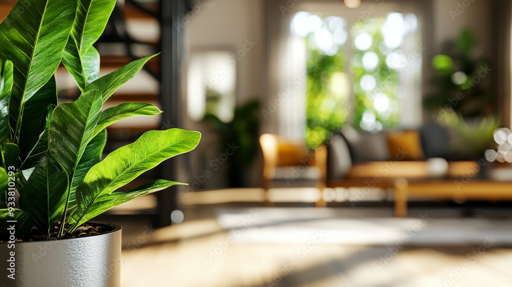 Modern living room with an open floor plan, cozy seating, and a combination of wood and metal accents for a chic aesthetic Modern living room with an open floor plan, cozy seating, and a combination of wood and metal accents for a chic aesthetic