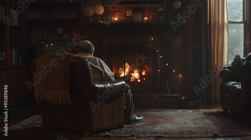 A old man sitting in a library thinking about its past beautiful life.