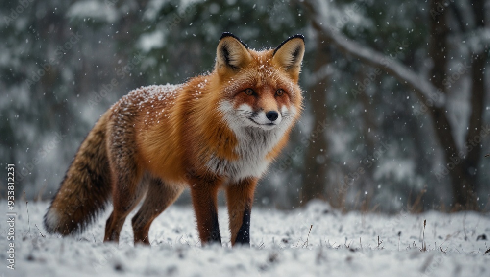 Fototapeta premium red fox in snow