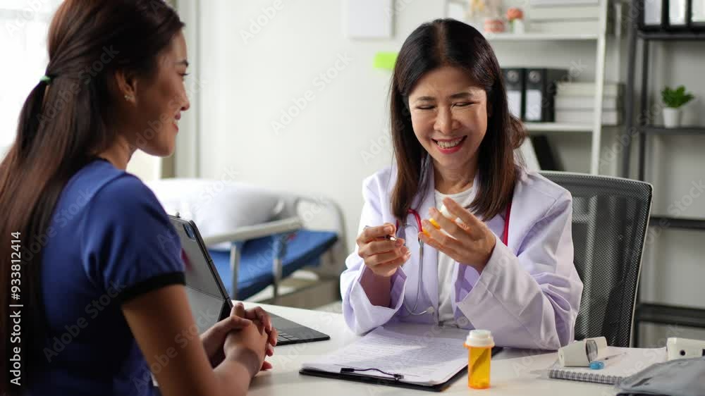 Doctor explaining prescription medicine to her patient Doctor explaining prescription medicine to her patient