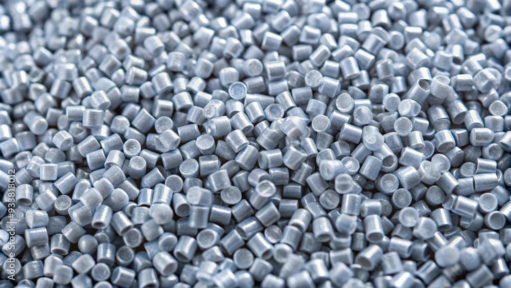 Close-up background texture of grey polypropylene granule resin for industrial plastic production Close-up background texture of grey polypropylene granule resin for industrial plastic production