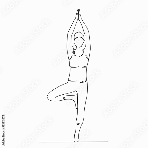 One continuous single drawn line art doodle yoga, exercise, pose, female, people, asana. isolated image hand-drawn contour on a white background
