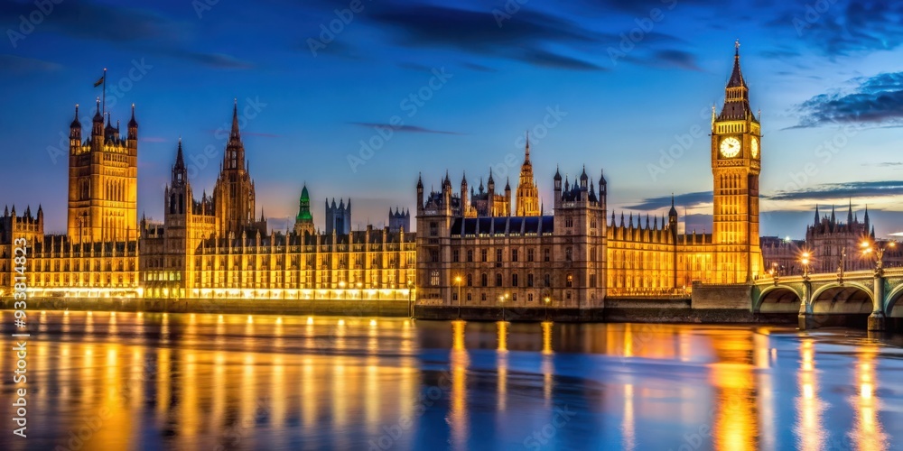 Night view of Big Ben and Houses of Parliament in London, UK, London, landmark, famous, iconic, architecture, illuminated Night view of Big Ben and Houses of Parliament in London, UK, London, landmark, famous, iconic, architecture, illuminated