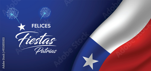 Chile Independence Day. Happy National Holiday Fiestas Patrias. September 18 Background Design.