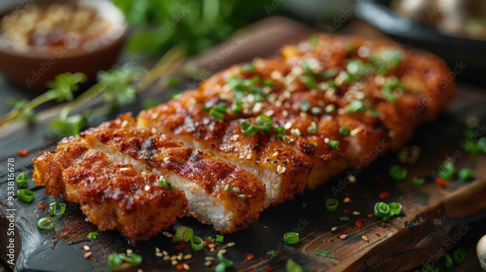 Grilled chicken drumsticks topped with sesame seeds and spices. Grilled chicken drumsticks topped with sesame seeds and spices.