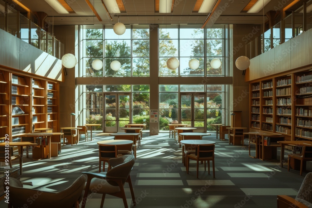 Classic library interior with dark wood shelves, soft lighting, and a quiet reading space. Classic library interior with dark wood shelves, soft lighting, and a quiet reading space.