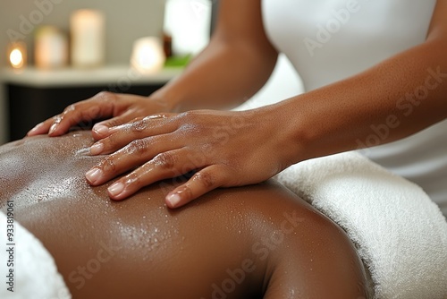 Wallpaper Mural Close-up of Hands Massaging Oiled Back During Spa Treatment Torontodigital.ca