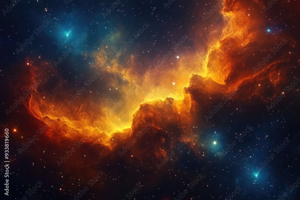 Vibrant cosmic scene featuring swirling nebulae and bright stars, showcasing the beauty of the universe in deep space. Vibrant cosmic scene featuring swirling nebulae and bright stars, showcasing the beauty of the universe in deep space.