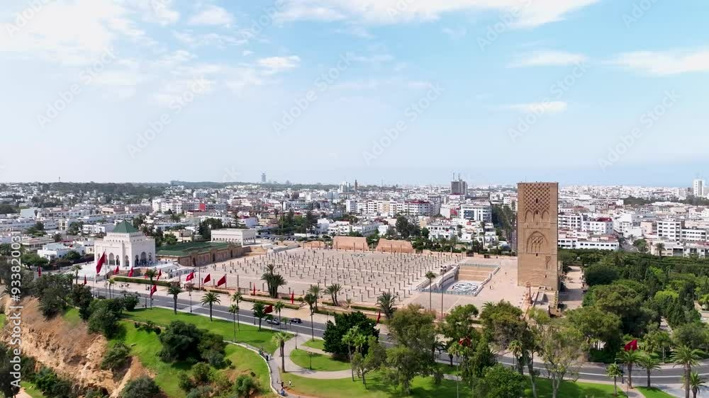 Aerial View of the Hassan Tower in Rabat - Filmed by Drone in 4K60fps Aerial View of the Hassan Tower in Rabat - Filmed by Drone in 4K60fps