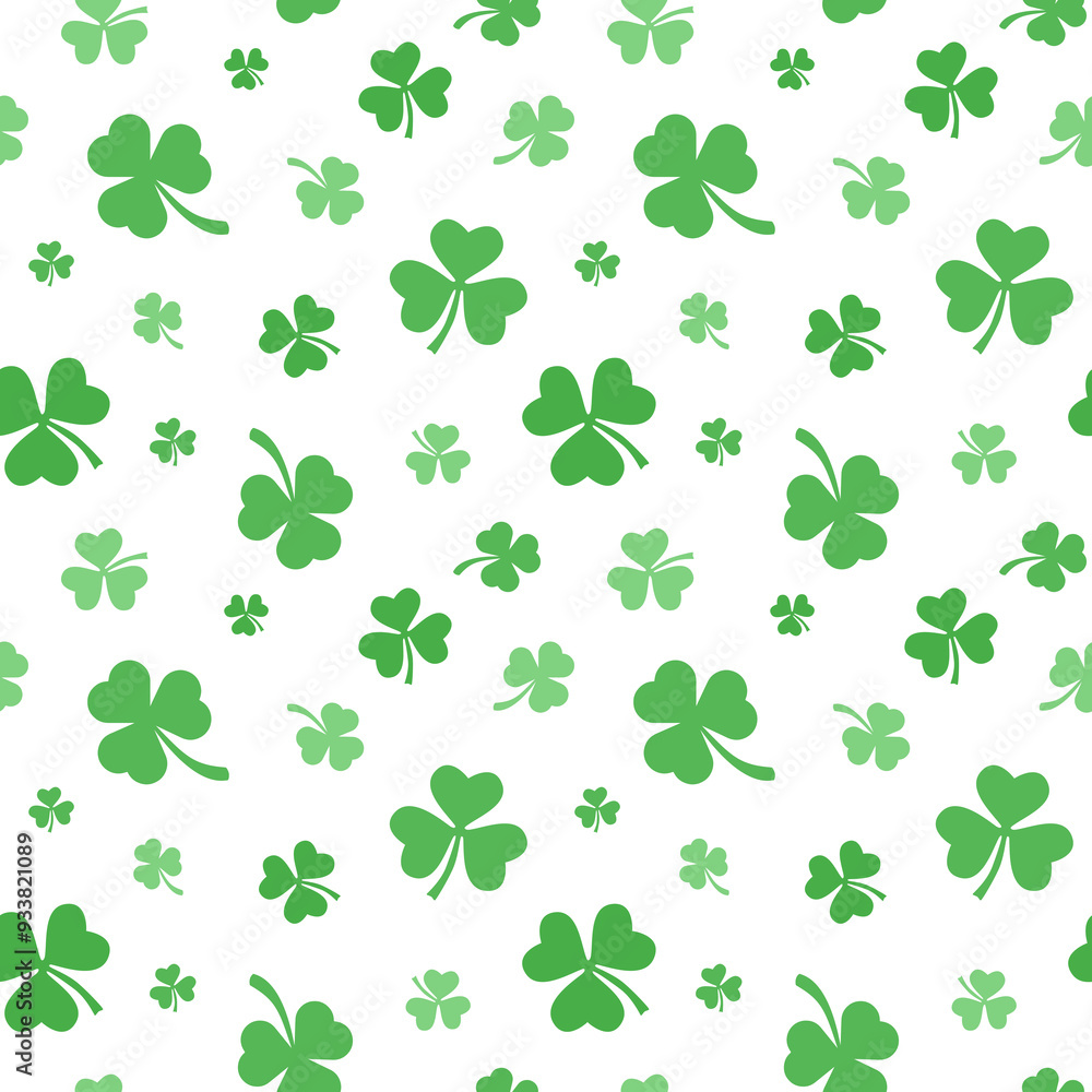 Seamless pattern of green clover leaves isolated on white background for Saint Patrick's Day. Seamless pattern of green clover leaves isolated on white background for Saint Patrick's Day.