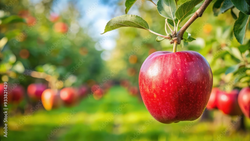 Fresh, red ripe apple hanging from a tree in an orchard, apple, ripe, tree, fruit, nature, organic, healthy, agriculture Fresh, red ripe apple hanging from a tree in an orchard, apple, ripe, tree, fruit, nature, organic, healthy, agriculture