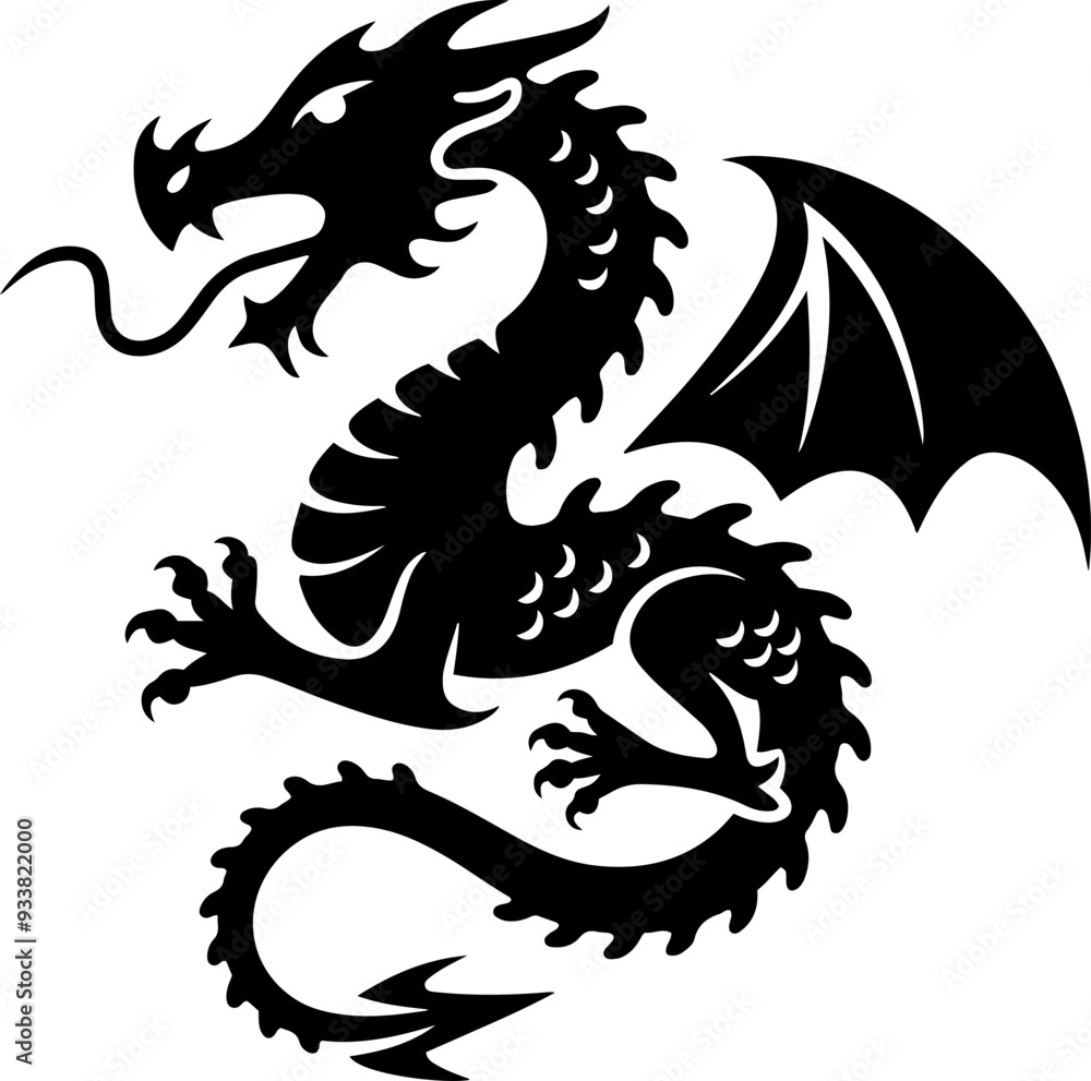 Dragon Silhouette icon vector illustration Dragon Silhouette icon vector illustration