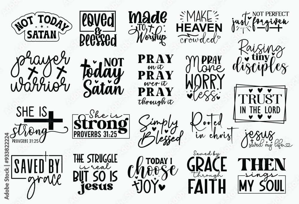 Obraz premium Christian T-shirt Design Set, Christian T-shirt Design, Christian SVG Design, Boho Christian SVG, Bible Verse SVG, Scripture SVG, God Jesus SVG, Psalm SVG, Love Faith SVG, Christian t-shirt Design