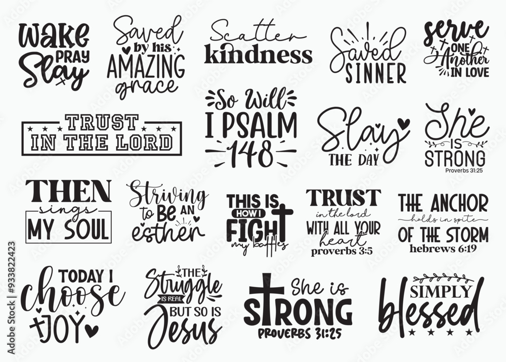 Fototapeta premium Christian T-shirt Design Set, Christian T-shirt Design, Christian SVG Design, Boho Christian SVG, Bible Verse SVG, Scripture SVG, God Jesus SVG, Psalm SVG, Love Faith SVG, Christian t-shirt Design