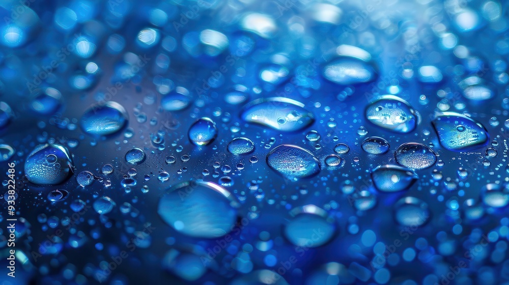 mesmerizing macro shot of water droplets forming intricate patterns on vibrant blue surface creating a hypnotic panorama of liquid geometry mesmerizing macro shot of water droplets forming intricate patterns on vibrant blue surface creating a hypnotic panorama of liquid geometry