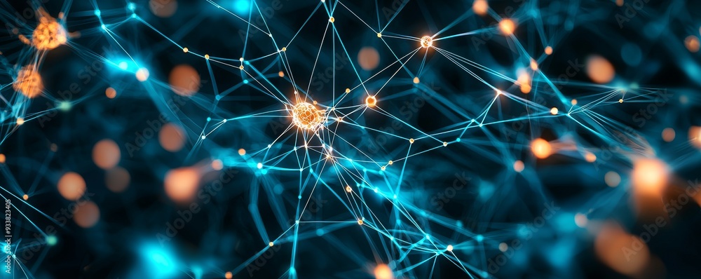 Abstract illustration of neural connections within the brain, highlighting the interconnectedness of neurons with a web-like pattern Abstract illustration of neural connections within the brain, highlighting the interconnectedness of neurons with a web-like pattern