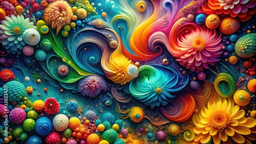 Wallpaper Mural Vibrant abstract blend of colors and textures, swirling together in a mesmerizing dance, symbolizing creativity, diversity, and infinite possibilities in a stunning mixed media art piece. Torontodigital.ca