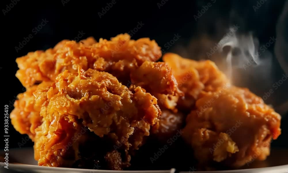 Crispy Fried Chicken: A close-up of golden-brown fried chicken, steaming hot and ready to be devoured. Crispy Fried Chicken: A close-up of golden-brown fried chicken, steaming hot and ready to be devoured.