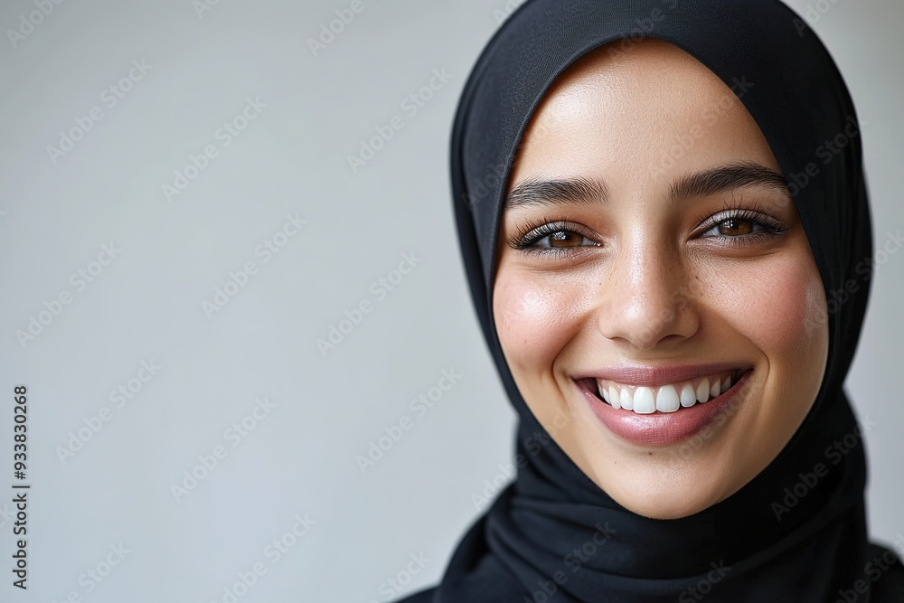 Smiling woman in hijab with cheerful expression Smiling woman in hijab with cheerful expression