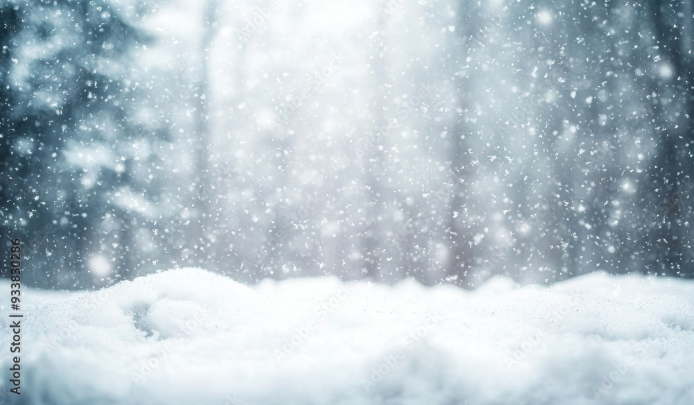 Snowy and frosty winter background with forest landscape Snowy and frosty winter background with forest landscape