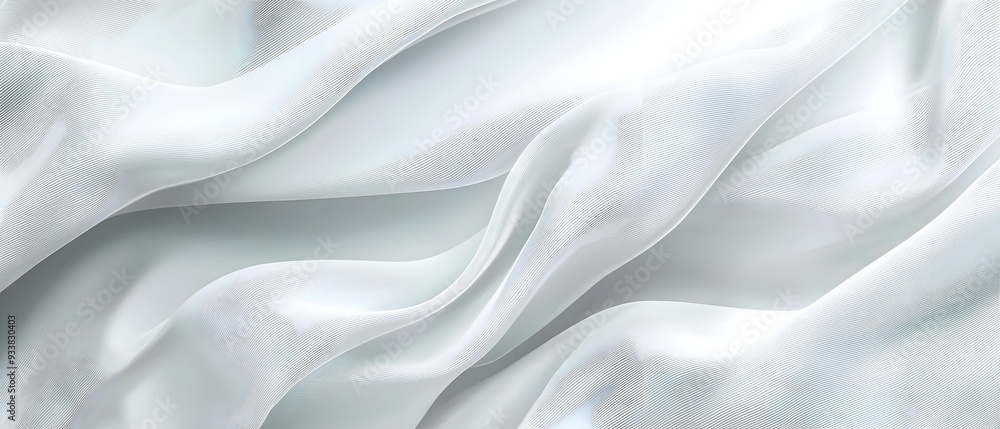 Fototapeta premium A flat vector illustration of a white background with a delicate fabric texture, featuring small, subtle shadow waves. The texture is smooth and minimal, with light shadows adding depth and dimension