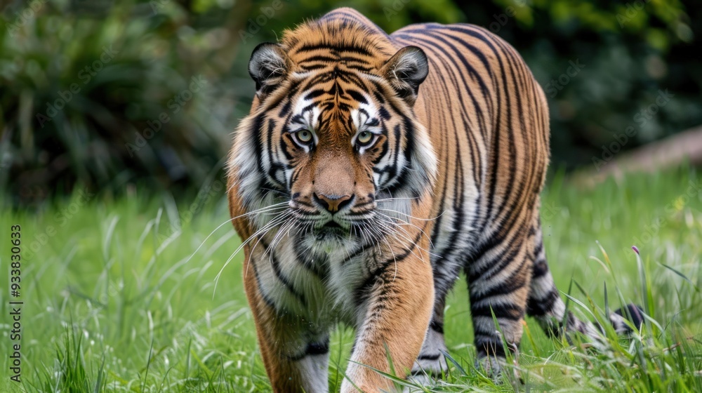 Obraz premium Majestic Tiger Walking Through Tall Grass.