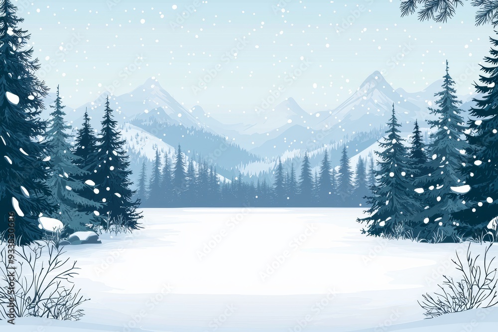 Naklejka premium Winter landscape with snow-covered trees. Carpathian mountains