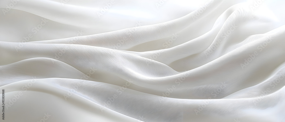 Fototapeta premium A flat vector illustration of a white background with a delicate fabric texture, featuring small, subtle shadow waves. The texture is smooth and minimal, with light shadows adding depth and dimension