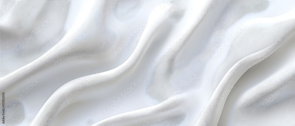 Fototapeta premium A flat vector illustration of a white background with a delicate fabric texture, featuring small, subtle shadow waves. The texture is smooth and minimal, with light shadows adding depth and dimension