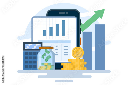 financial empowerment concept. Financial education abstract vector illustration set. Budgeting skills, investment knowledge metaphor. Flat vector illustration on background.