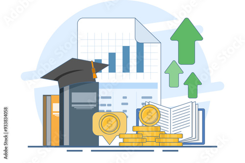 investment education concept, financial character empowerment. Financial education abstract vector illustration set. Budgeting skills, investment knowledge metaphor, flat vector illustration.