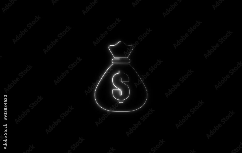 Glowing neon line money bag with dollar sign symbol. dollar bag icon. wallet icon concept. Glowing neon line money bag with dollar sign symbol. dollar bag icon. wallet icon concept.