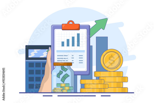 financial empowerment concept. Financial education abstract vector illustration set. Budgeting skills, investment knowledge metaphor. Flat vector illustration on background.