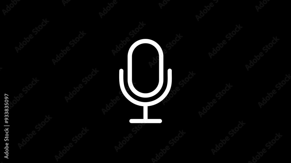 Voice recording podcast microphone icon animation. Podcasts line Icon. Audio podcast, live voice interview, on air, radio show, sound record. Voice recording podcast microphone icon animation. Podcasts line Icon. Audio podcast, live voice interview, on air, radio show, sound record.