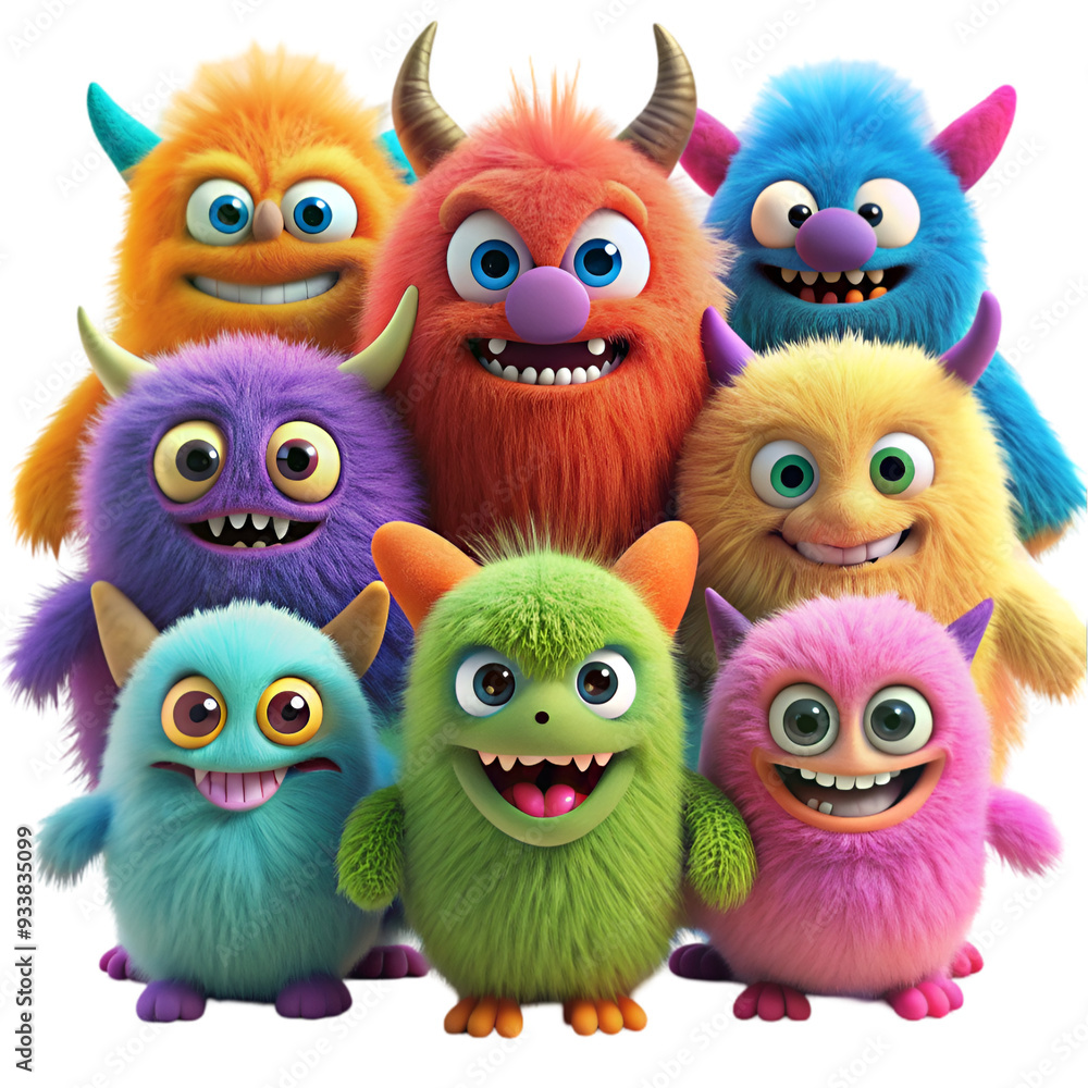 A cute colorful fuzzy grinning monsters A cute colorful fuzzy grinning monsters
