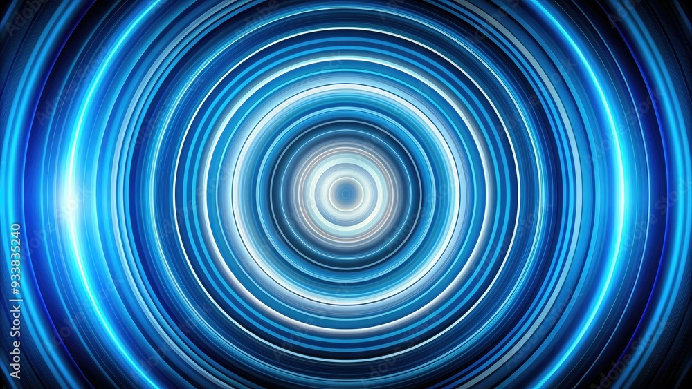 Vibrant blue and white concentric circles on a dark background, creating a mesmerizing and harmonious visual effect with a sense of movement and depth. Vibrant blue and white concentric circles on a dark background, creating a mesmerizing and harmonious visual effect with a sense of movement and depth.