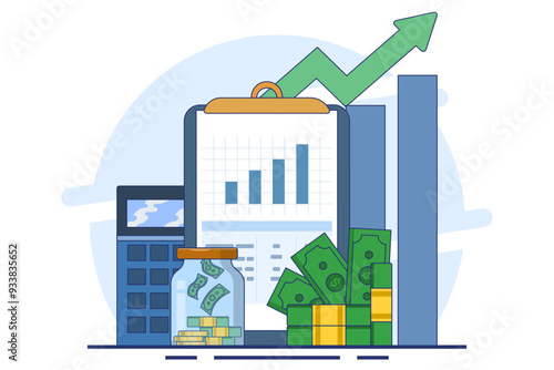 financial empowerment concept. Financial education abstract vector illustration set. Budgeting skills, investment knowledge metaphor. Flat vector illustration on background.