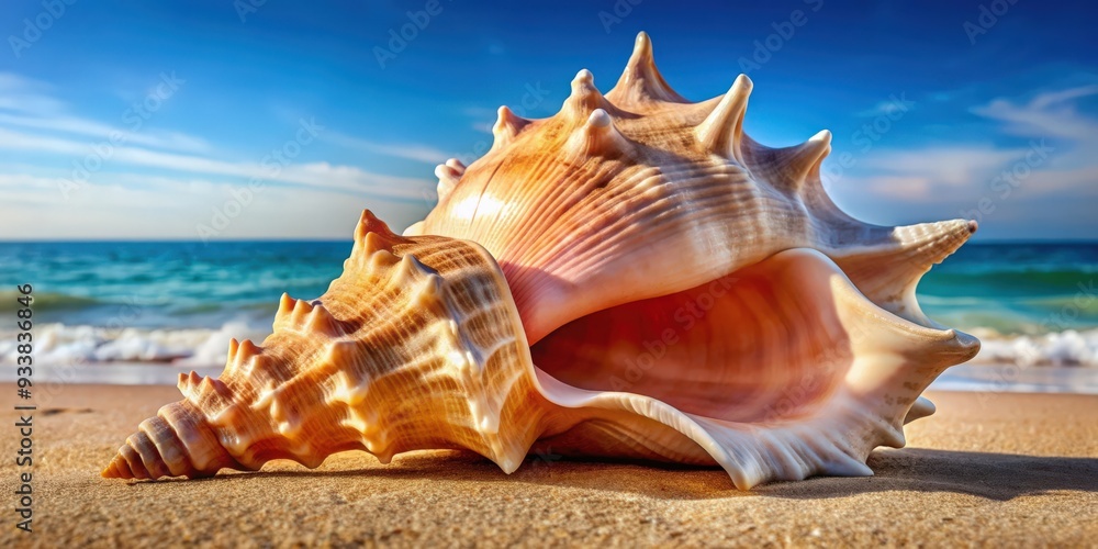 Close up of a large conch shell, conch, shell, sea, ocean, marine, spiral, pattern, texture, natural, close-up, detail Close up of a large conch shell, conch, shell, sea, ocean, marine, spiral, pattern, texture, natural, close-up, detail