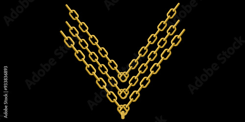 Multilayer Trendy Gold Chains On Black Background, Unique Fine Jewelry Neck Design Vector Illustration.	