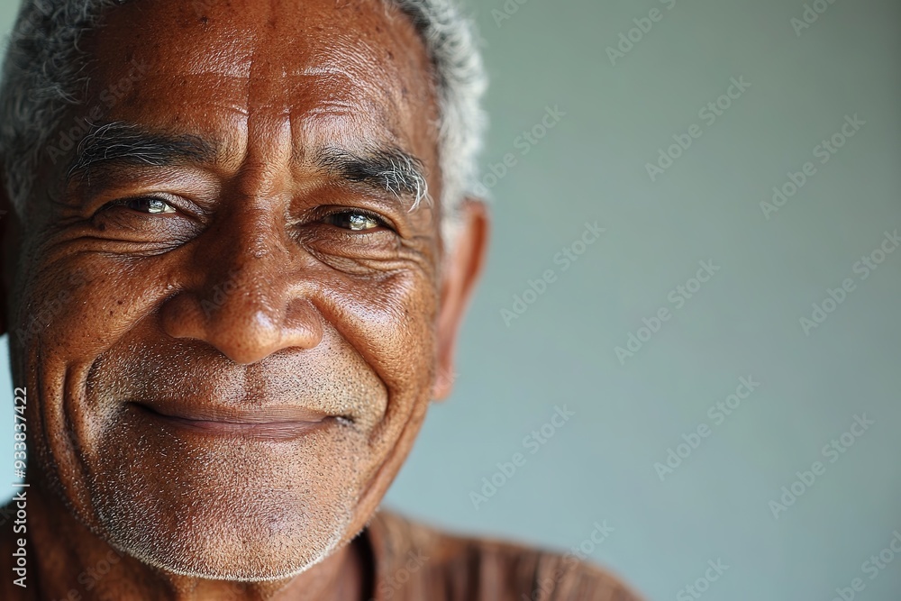Elderly man smiling with wisdom, warm gaze, grey hair Elderly man smiling with wisdom, warm gaze, grey hair