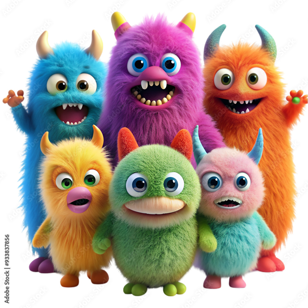 A cute colorful fuzzy grinning monsters A cute colorful fuzzy grinning monsters